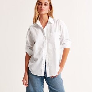 Abercrombie Oversized Boyfriend White Button-Up Shirt